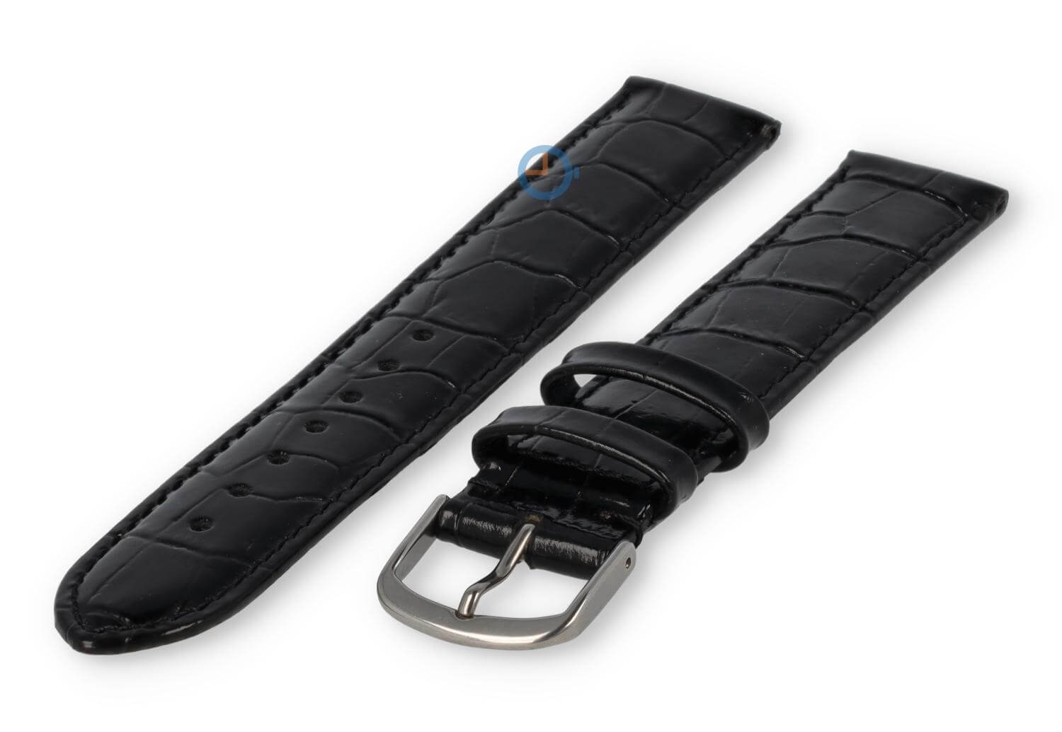 XL leather strap with frizzled print - 16mm - black