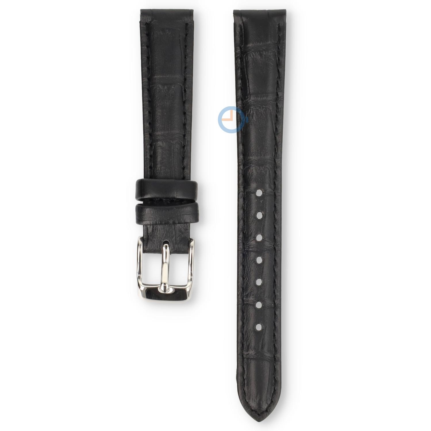 Universal 14mm black leather watch strap - Pulsar