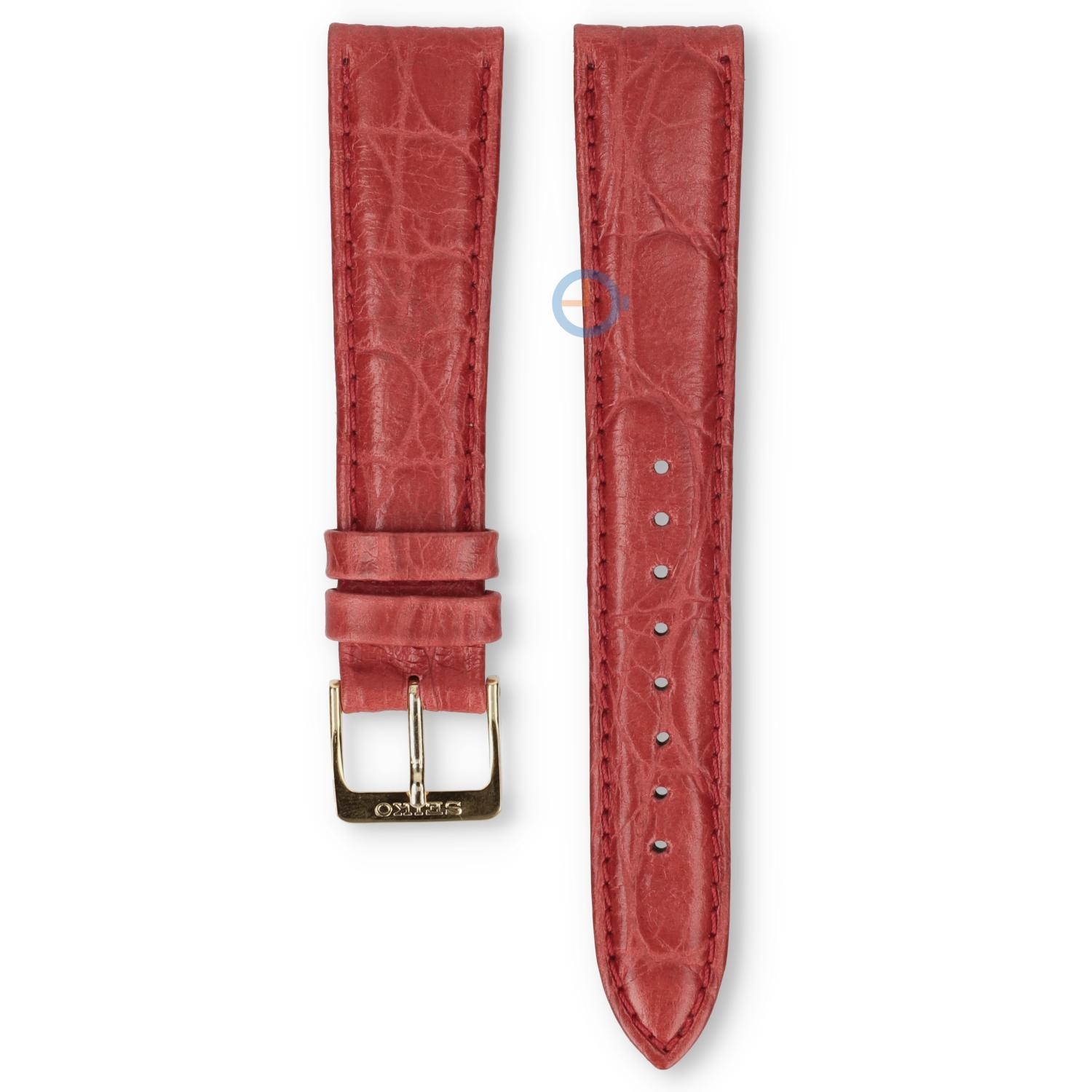 Universal 19mm red/brown leather watch strap - Seiko