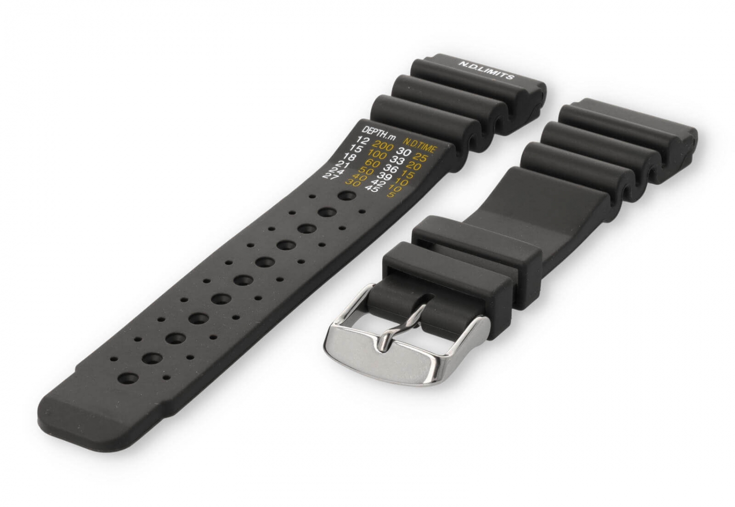 Horlogeband met duiktabel 24mm grijs kunststof
