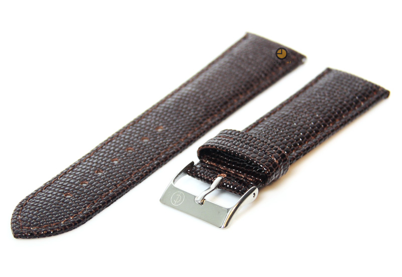 Watchstrap 22mm darkbrown lizard leather