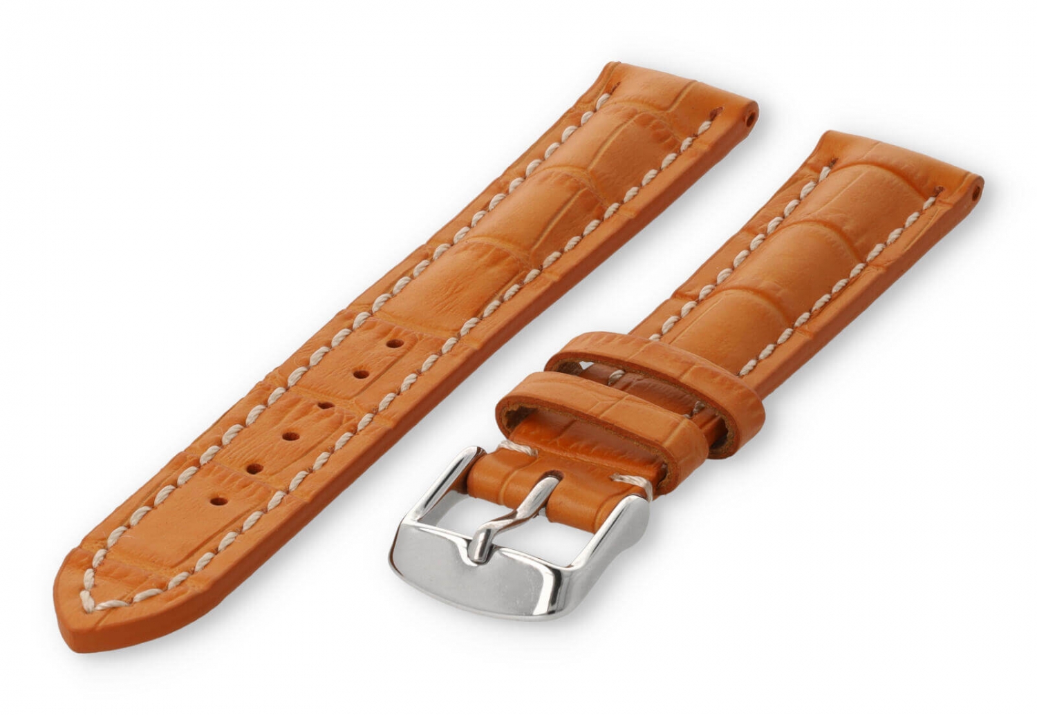 Watch band with crocoprint 18mm orange leather