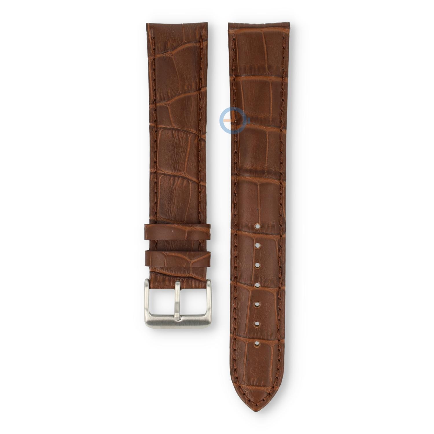 Extra long watch strap - croco leather - 20mm - dark brown