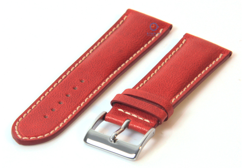 Watchstrap 24mm red leather