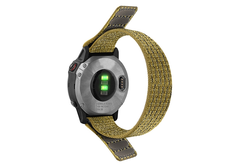 Garmin Fenix 5X/6X/7X horlogeband met klittenband - Khakigroen