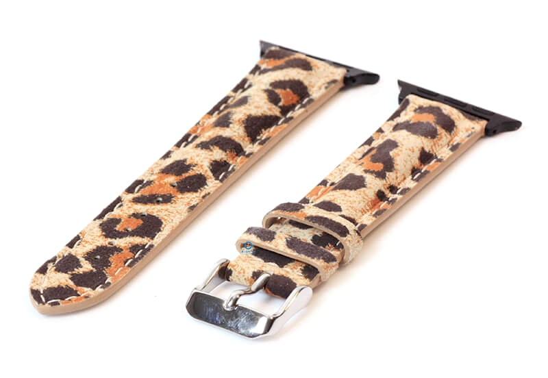 Apple Watch strap leather leopard print - 44/45/46/49mm