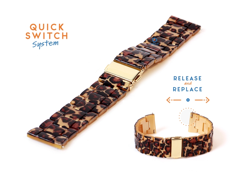 watchstrap 20mm resin leopard brown