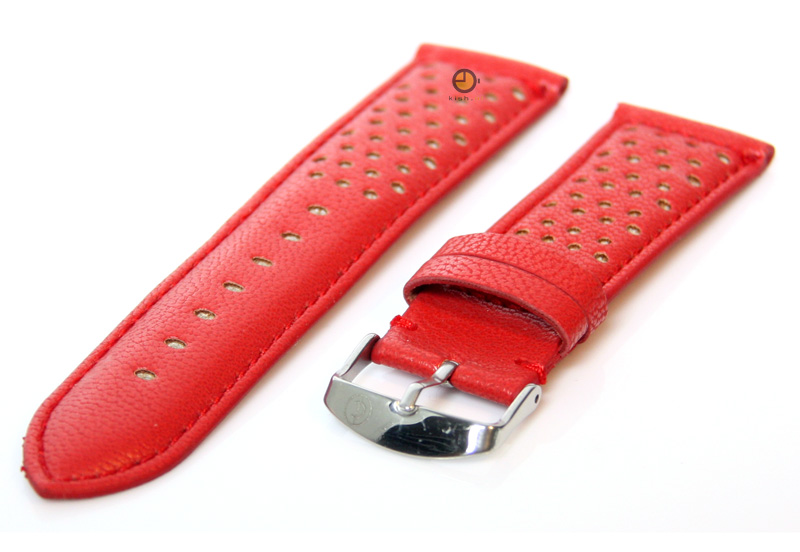 Watchstrap waterproof 24mm red leather
