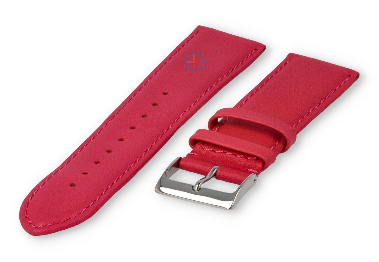 24mm watch strap smooth leather - pink