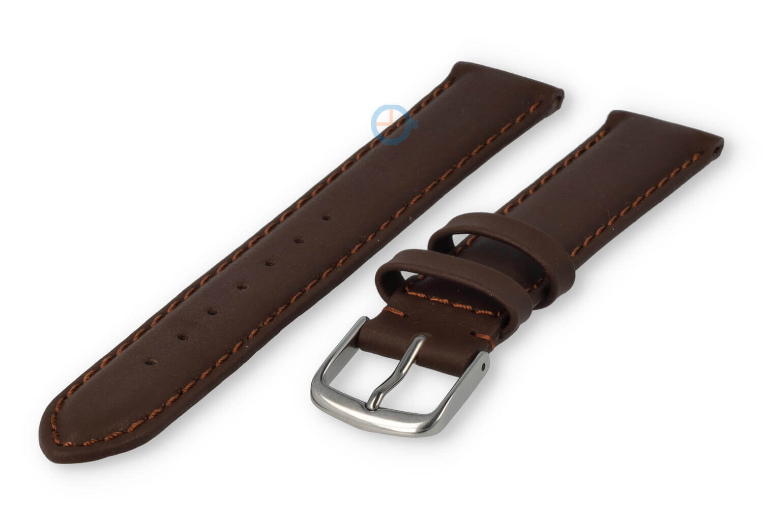 Odd-size leather watch strap - 15mm - dark brown