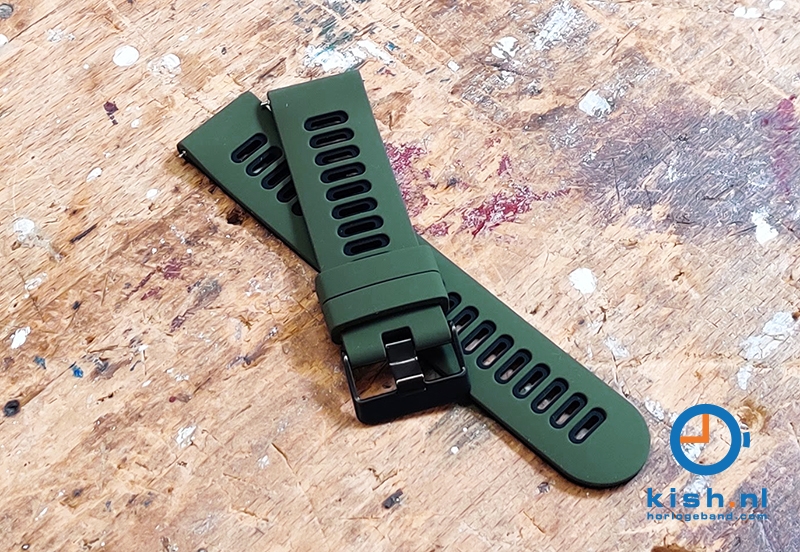 20mm siliconen horlogeband - donkergroen/zwart