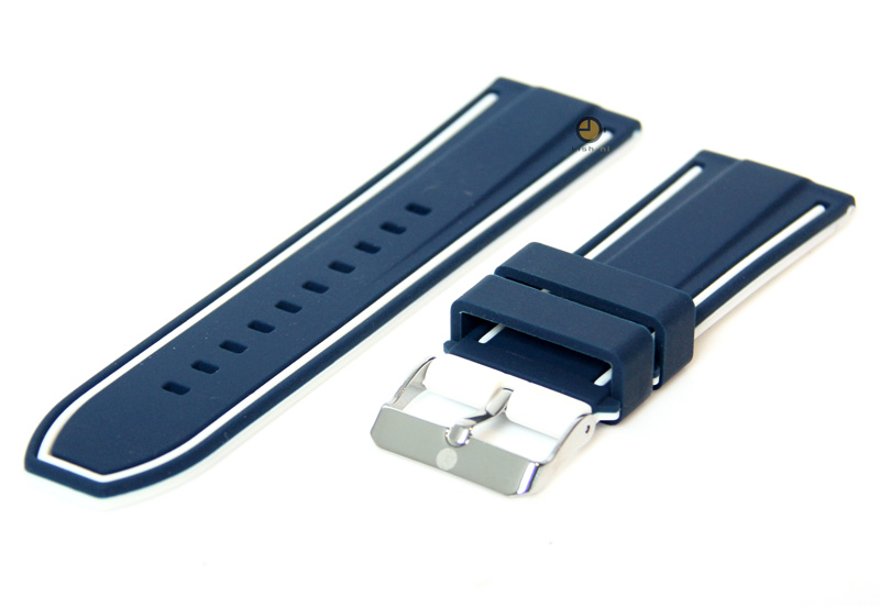 Reversible watchstrap 24mm blue-white silicone