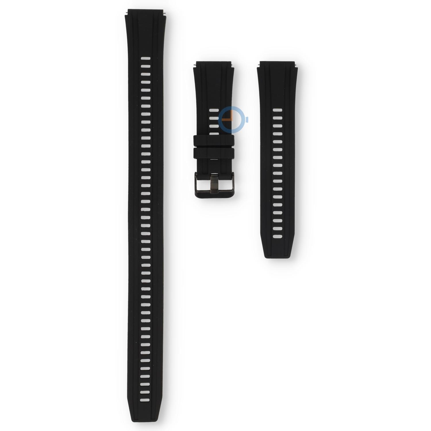 22mm silicone watch strap extra long - black