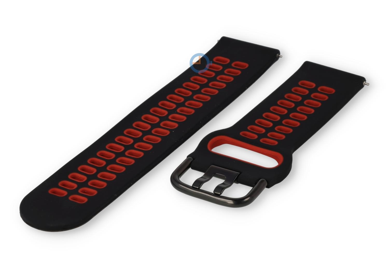 Watchstrap 22mm silicone - black/red
