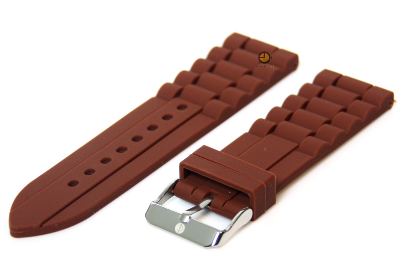 Flexible watchstrap 22mm brown silicone