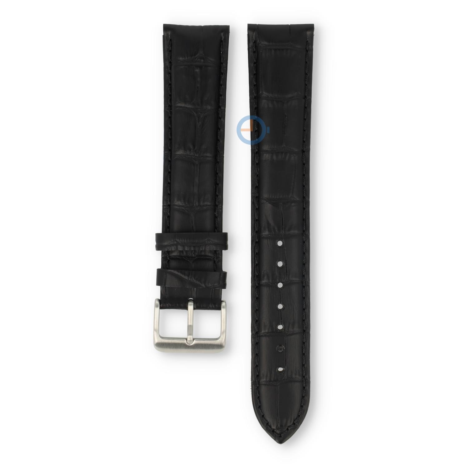 Extra long watch strap - croco leather - 20mm - black