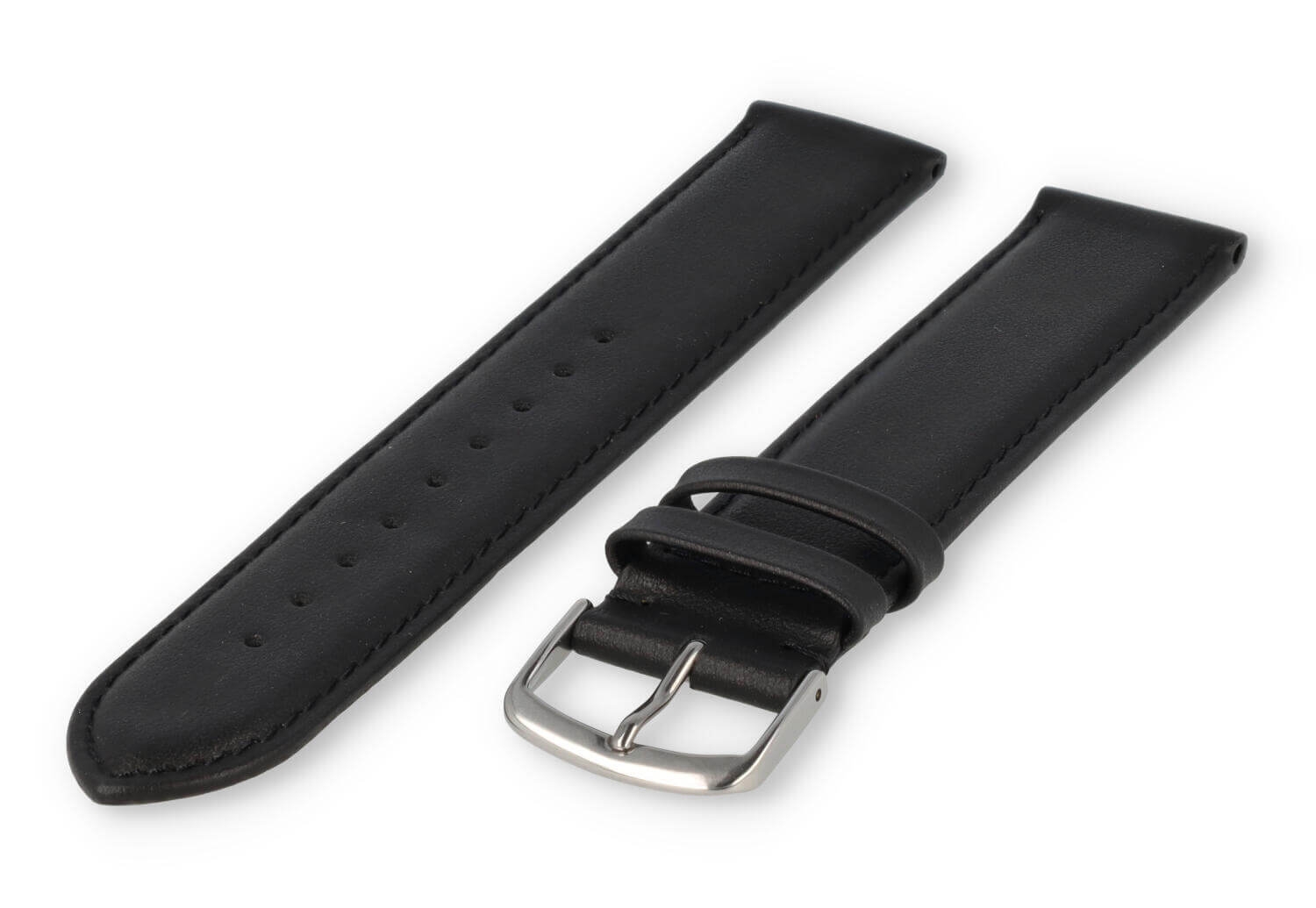 XL watch strap smooth leather - 22mm - black