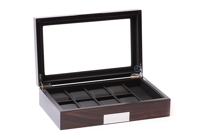 Wooden watch- and jewelrybox for 8 watches - walnut