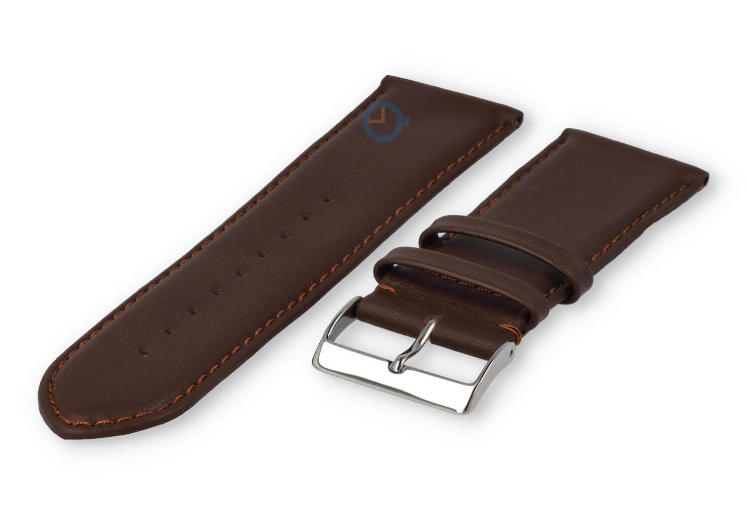 XL watch strap smooth leather - 28mm - dark brown