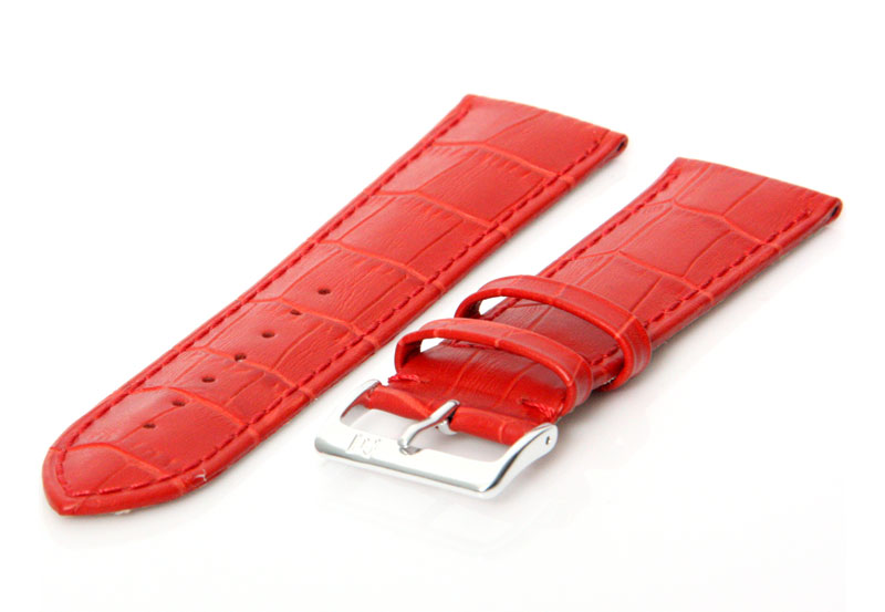 Watchstrap 22mm red leather XL