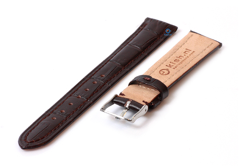 Horlogeband 18mm croco leer donkerbruin