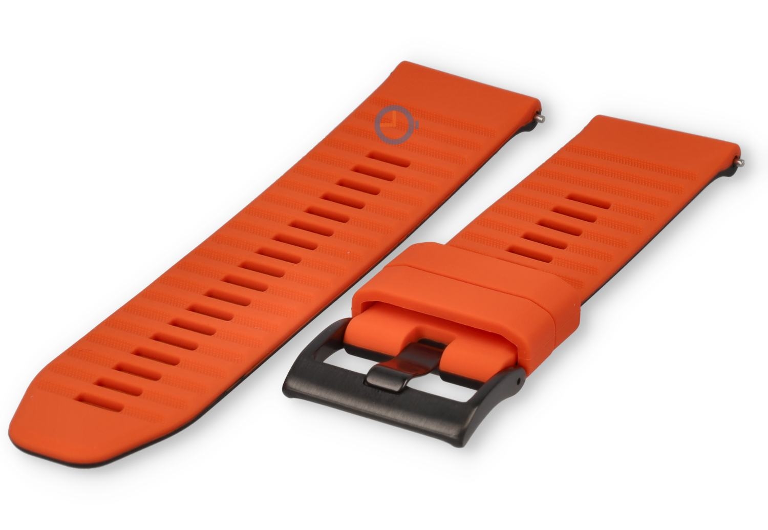 24mm silicone watch strap - orange black - quick-release