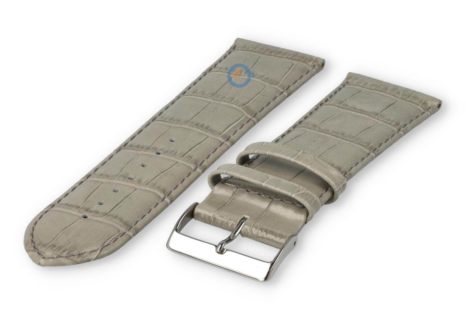 Calfskin XL strap with croco embossing - 28mm - lightgrey