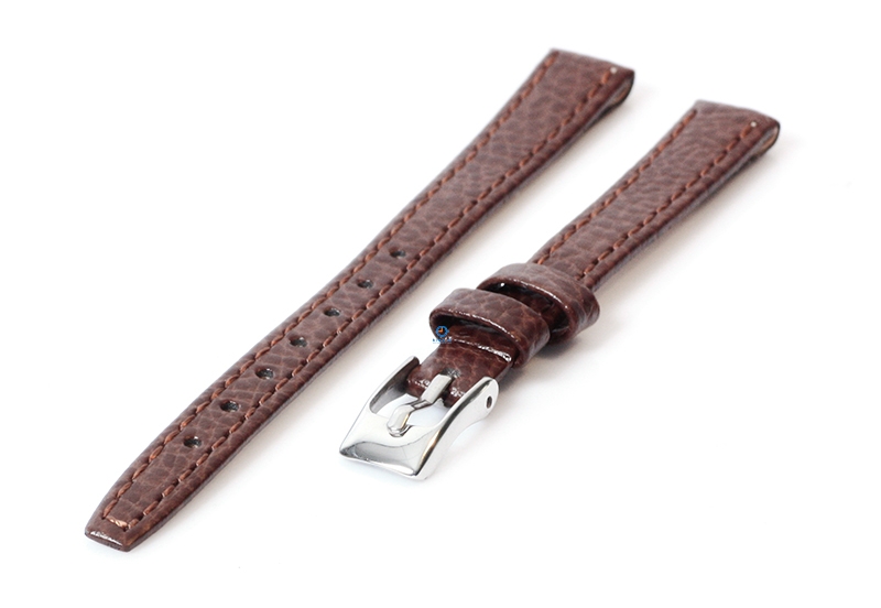 Open-end clip watch strap 10mm - Calf leather brown