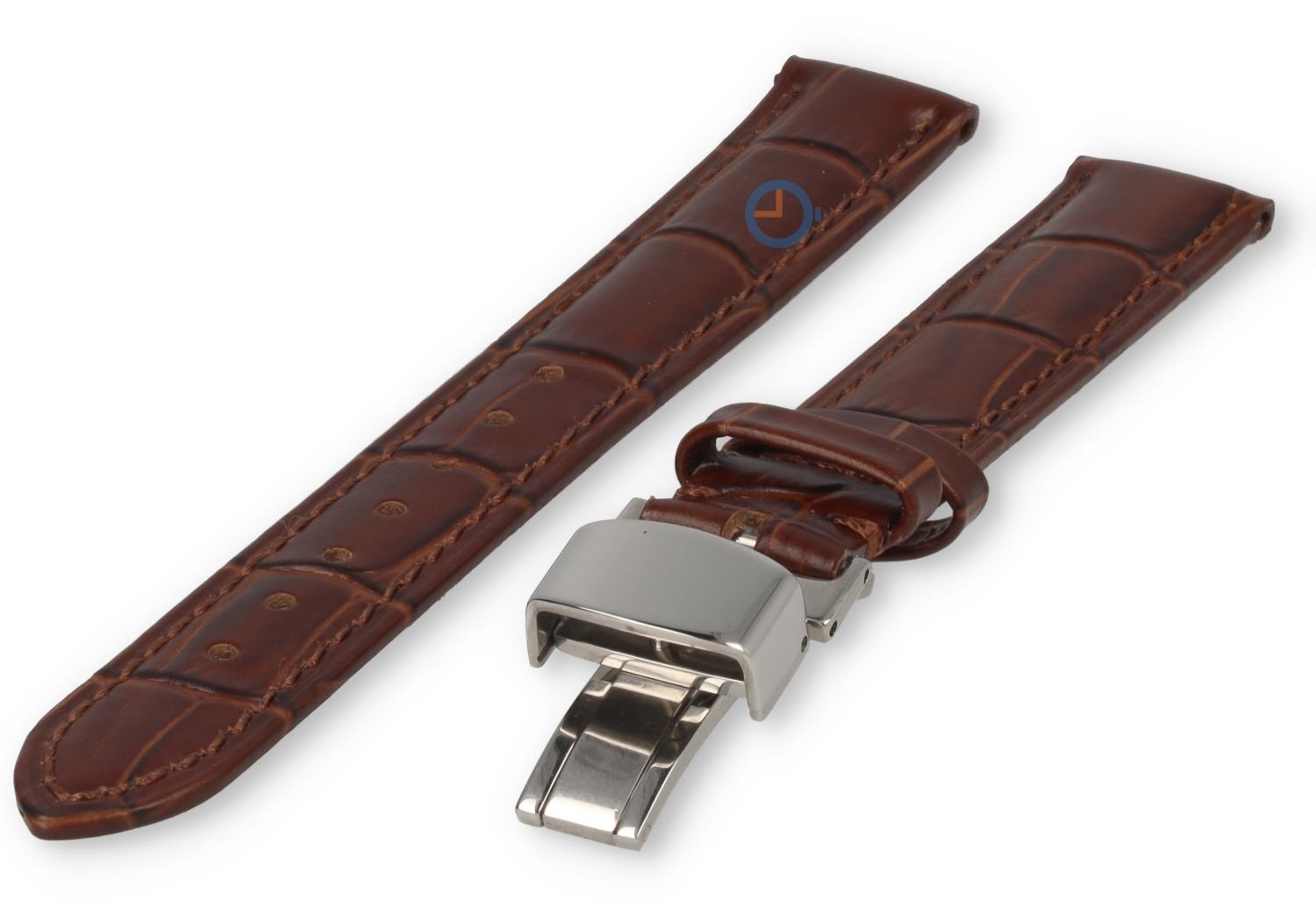 15mm - dark brown - croco leather strap with butterfly-clasp
