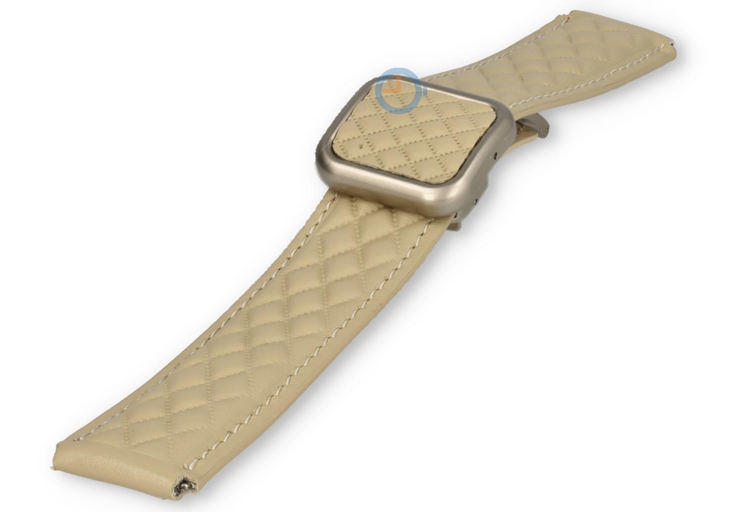Luxury magnetic watch strap - 20mm leather - Cream