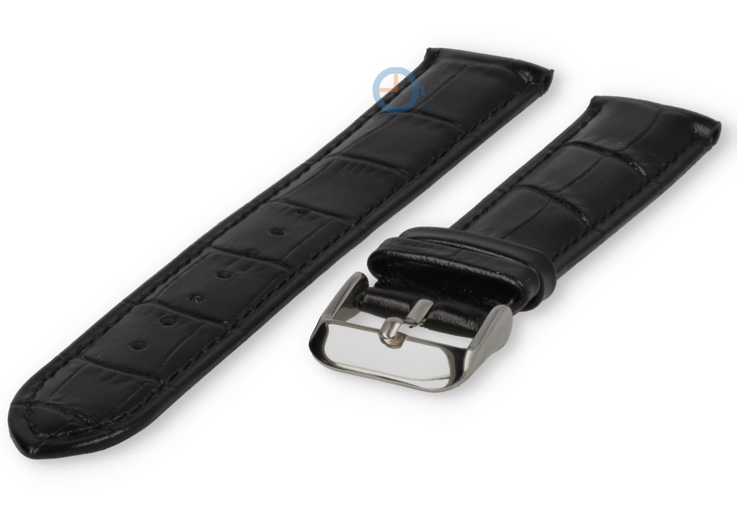19mm - black - odd-sized leather strap with croco