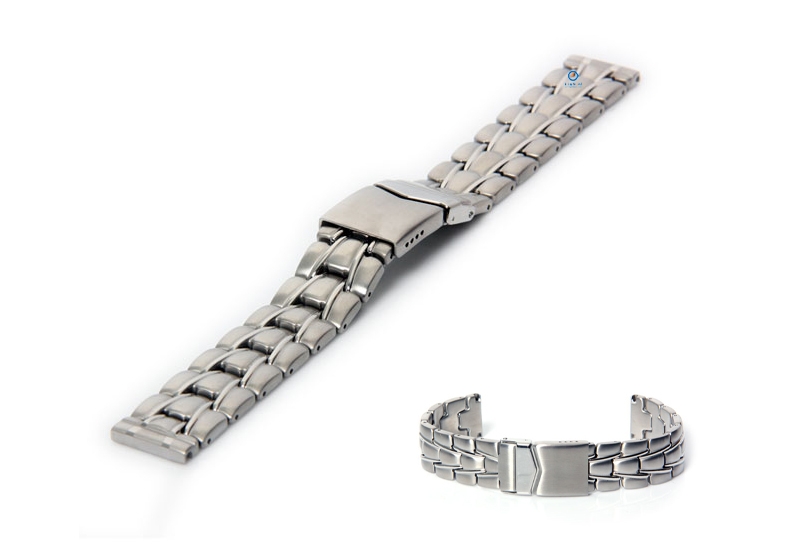 Watchstrap 20mm steel matt/polished silver