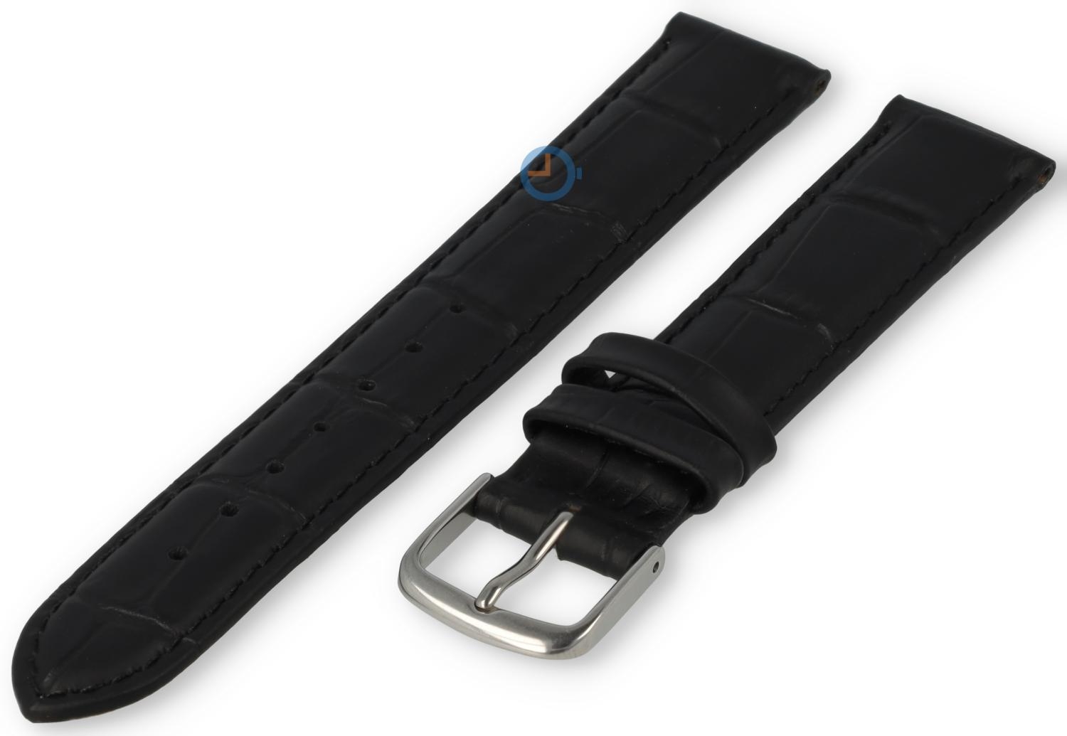13mm - black - odd-sized leather strap with croco