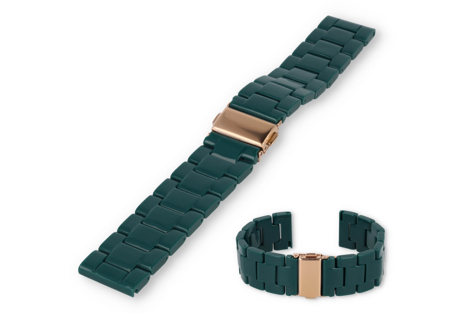 watch strap 20mm resin darkgreen - rosegold clasp