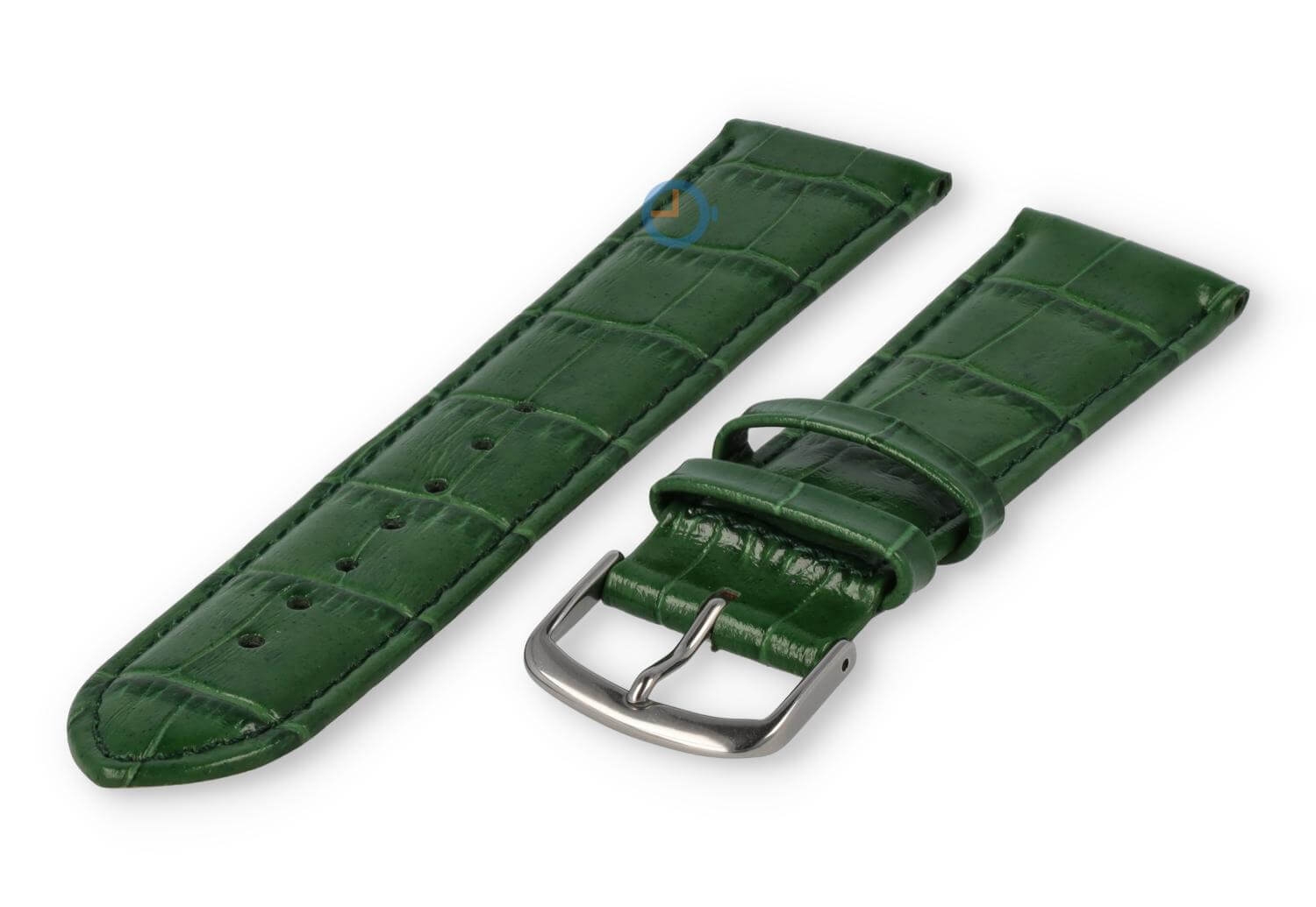 Leather watch strap croco - 20mm - hunting green