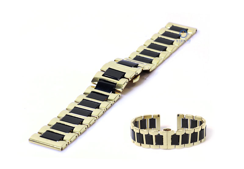 Watchstrap 20mm stainless steel gold/black