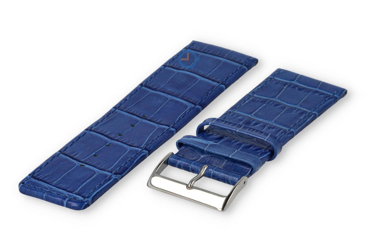 Calfskin strap with croco-relief - 28mm - royal blue