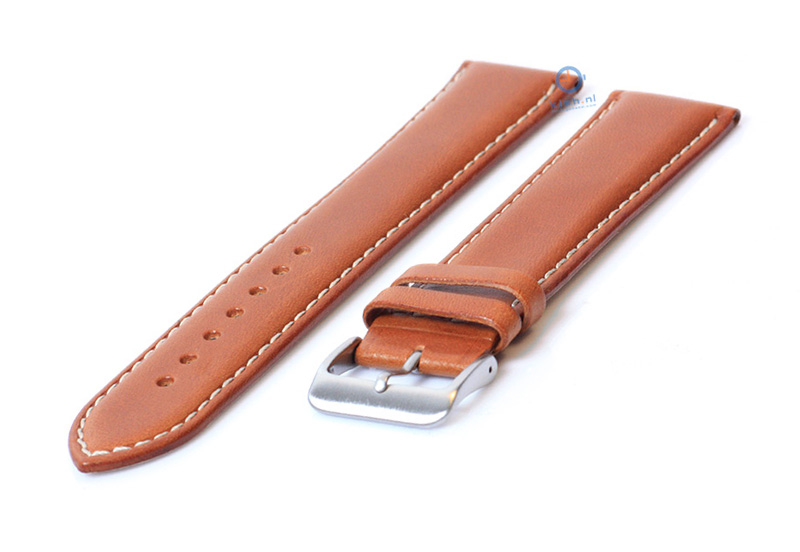 Extra long watch strap 24mm lightbrown leather - XXL