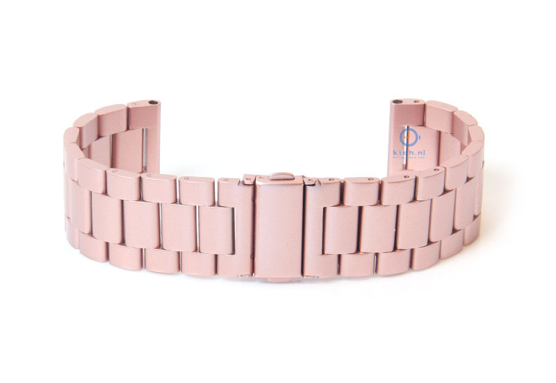 Horlogeband 20mm staal roze