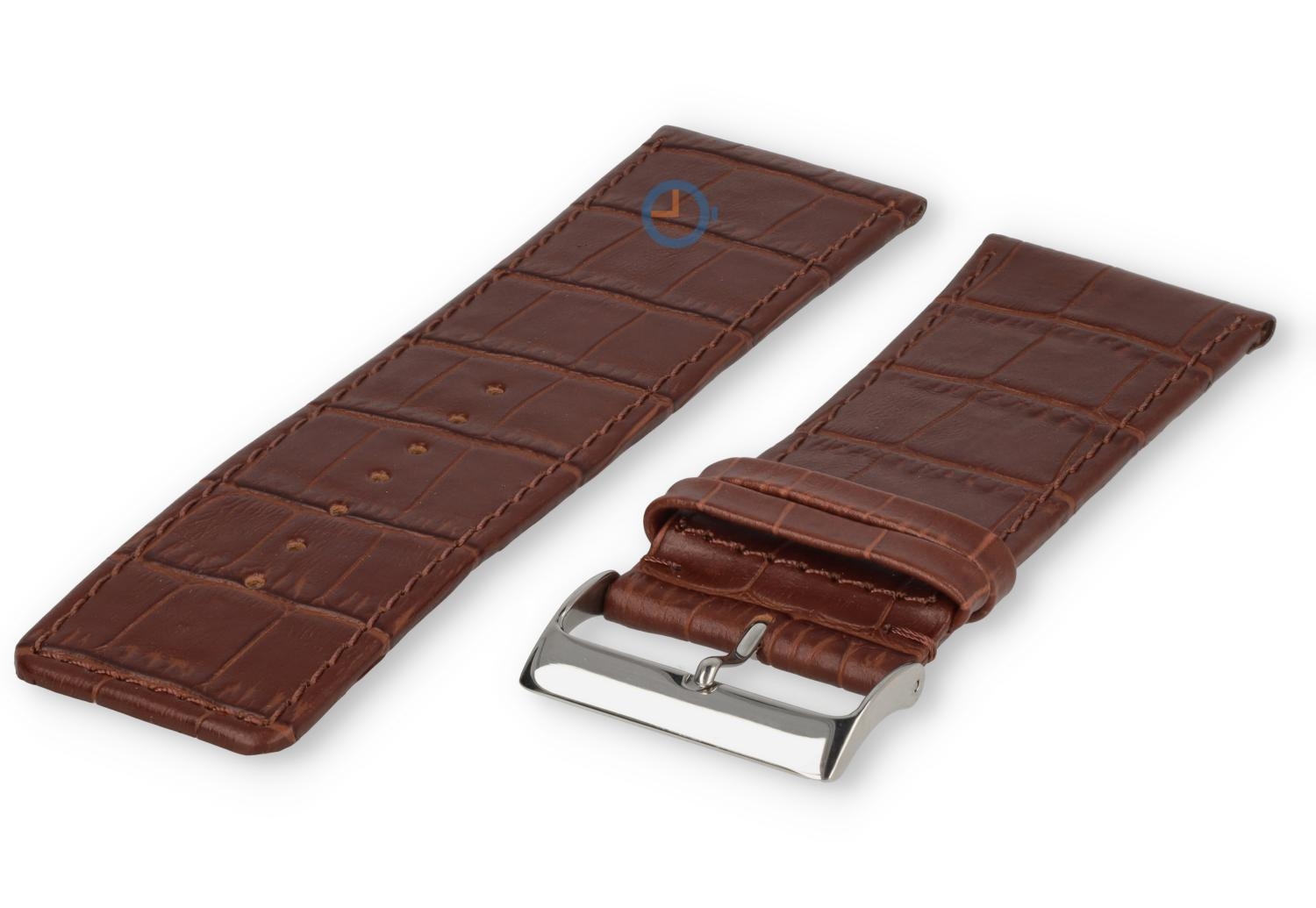 Deluxe croco watch strap - 34mm - dark-brown