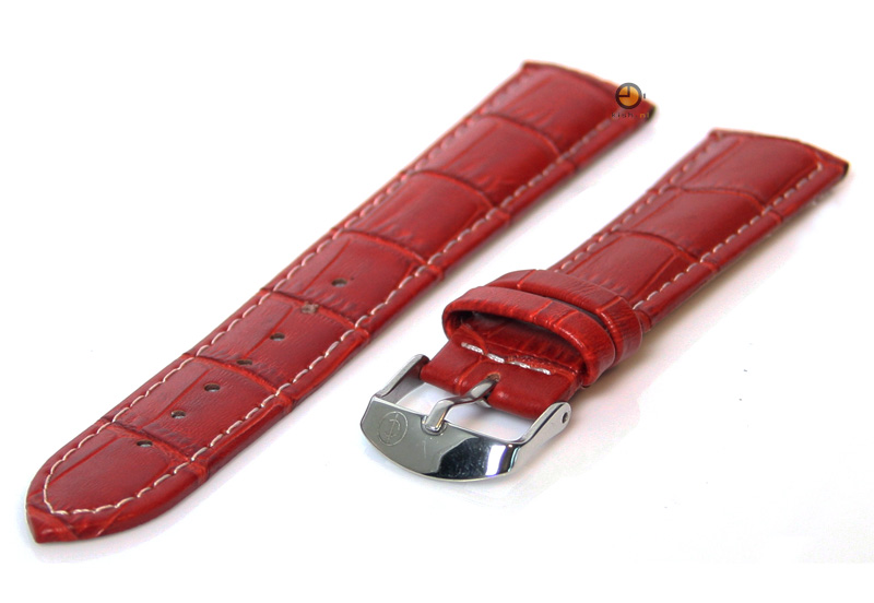 Watchstrap 20mm redbrown leather croco