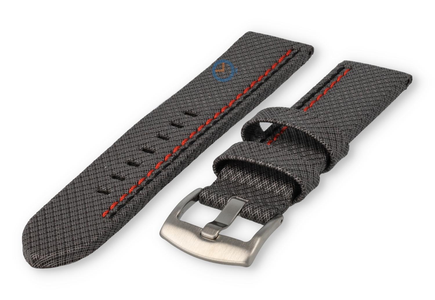 Leather Nylon watch strap 20mm - grey