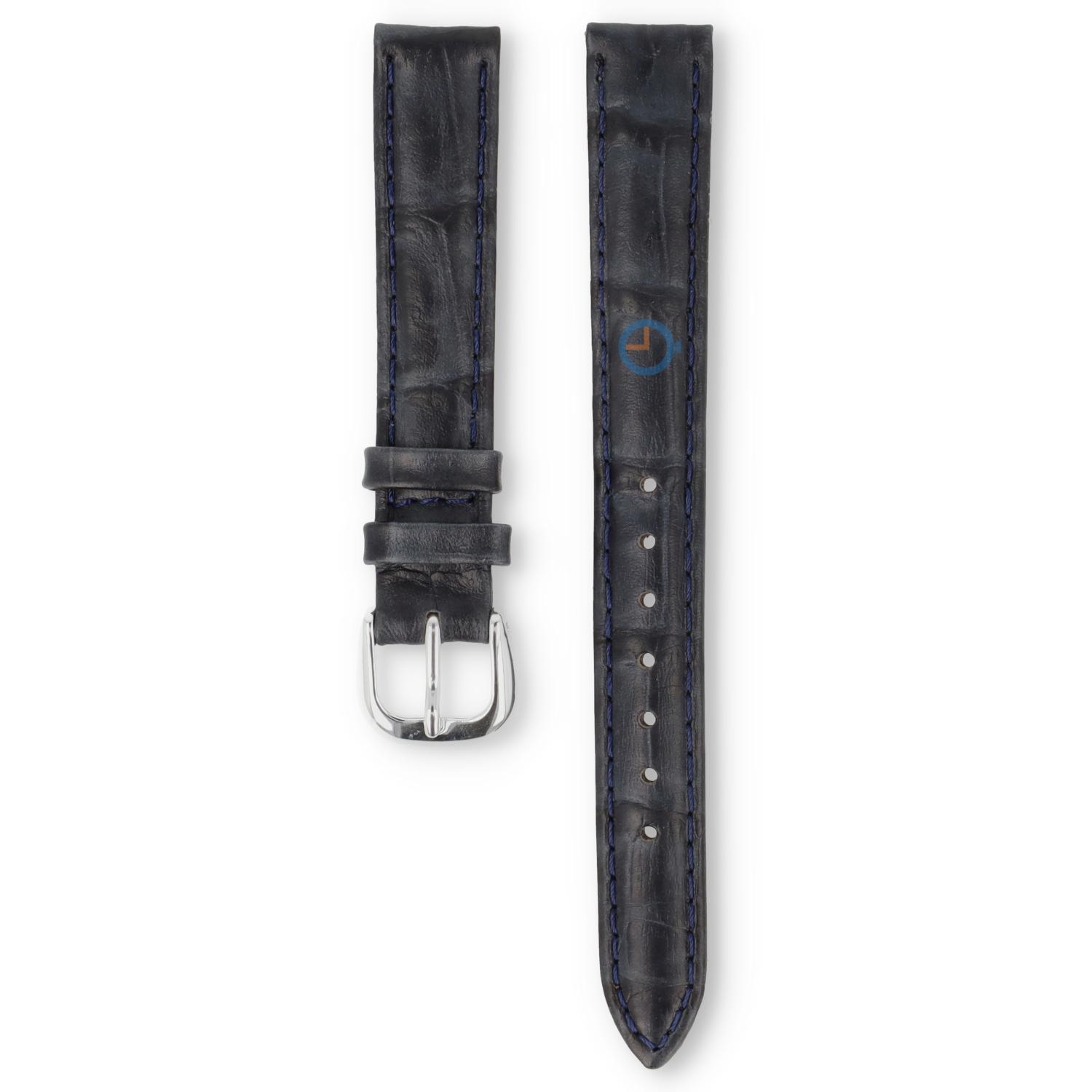 Universal 13mm black leather watch strap - Seiko