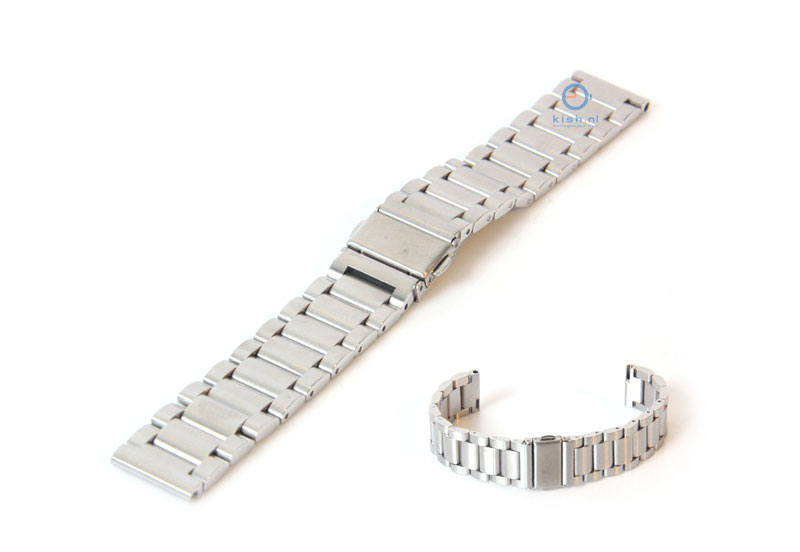 Watchstrap 18mm stainless steel matt silver