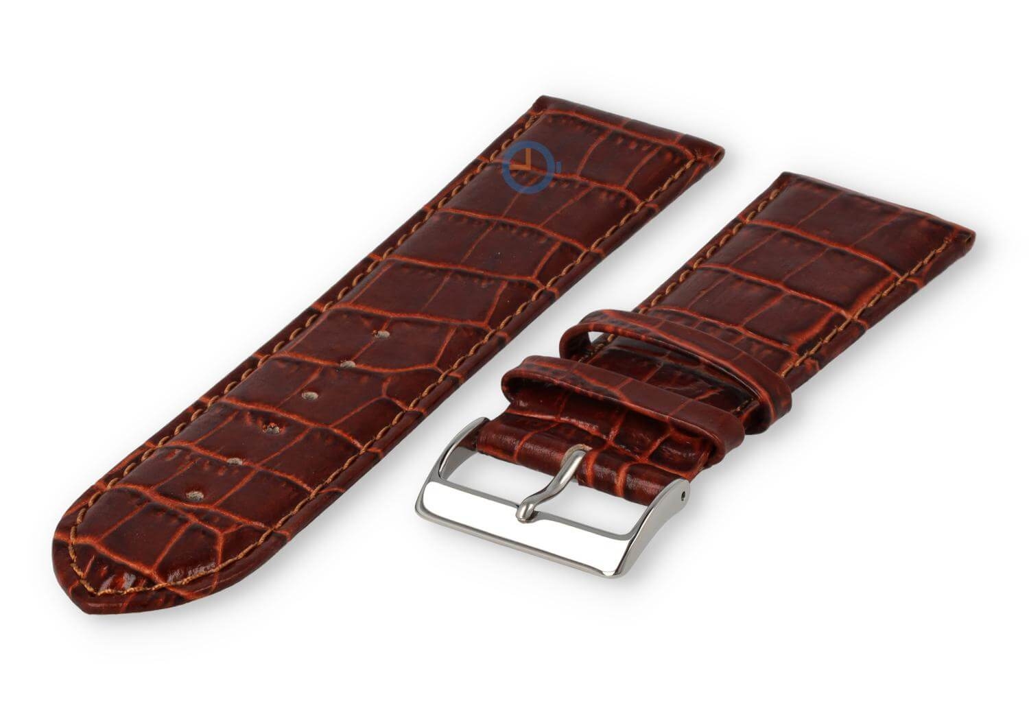 Basic croco watch strap - 24mm - rust-brown