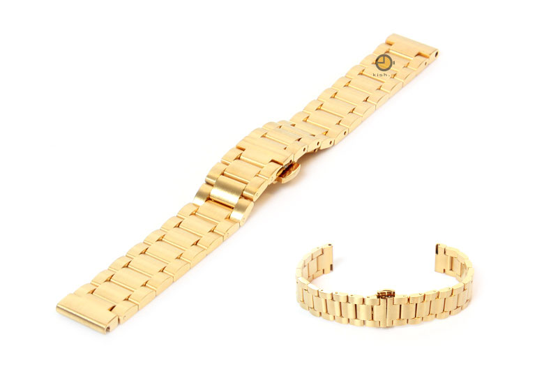 Watchstrap 16mm stainless steel matt gold