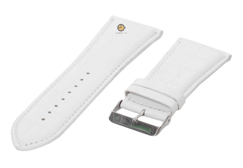 Watchstrap white leather 32mm croco