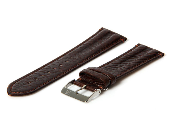 Watchstrap 24mm buffalo leather dark brown