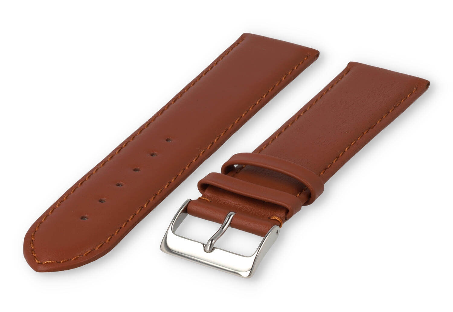 XL watch strap smooth leather - 24mm - rust-brown