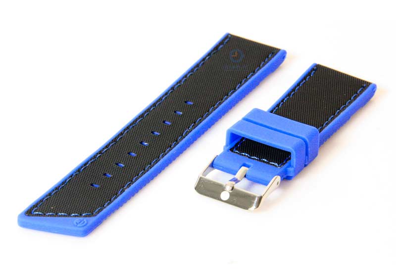 Watchstrap 24mm black-blue silicone